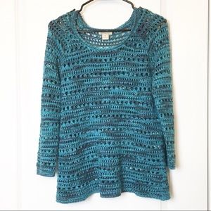 Lucky Brand Blue Loose Knit Pullover Sweater